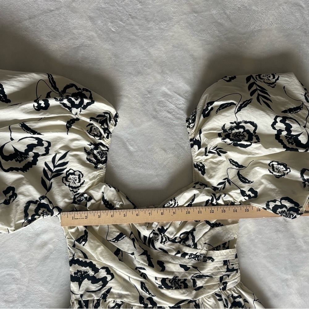 NWT Vestique Black & White Floral Puff Sleeve Babydoll Mini Romantic Dress Small - Picture 5 of 13